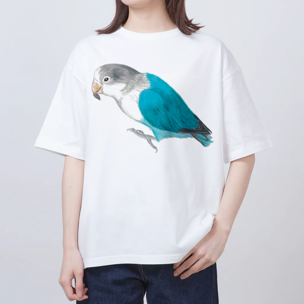 森図鑑の[森図鑑] ブルーボタンインコと種 オーバーサイズTシャツ