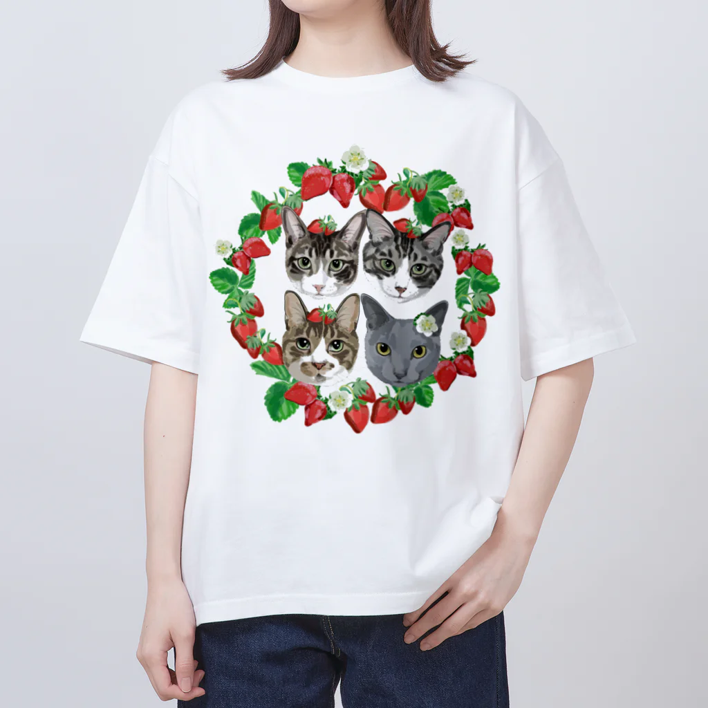 みきぞーん｜保護猫 ミッキー画伯と肉球とおともだちのmoo & chah & guri & ari ichigo オーバーサイズTシャツ