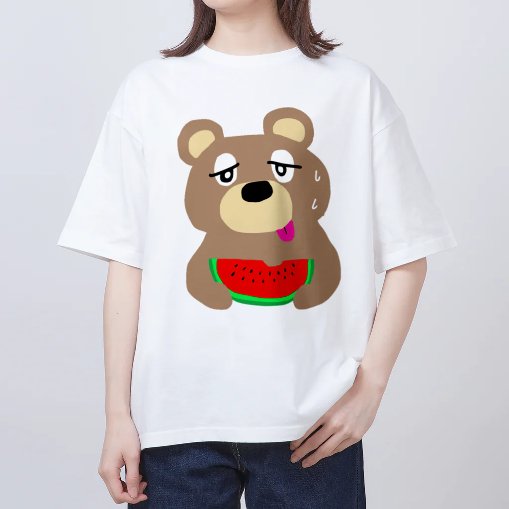KumaNekoのくまとスイカ オーバーサイズTシャツ