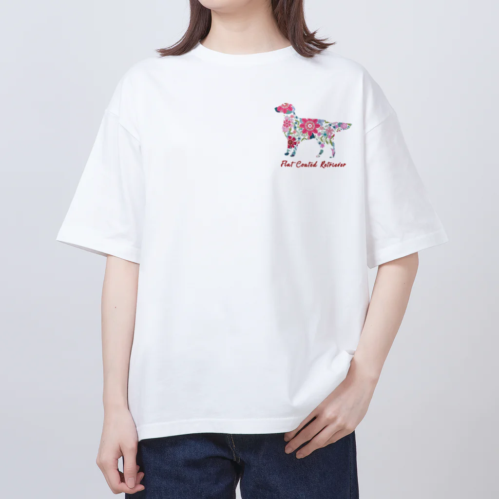 AtelierBoopの花kauwela フラットコーテッドレトリバー Oversized T-Shirt