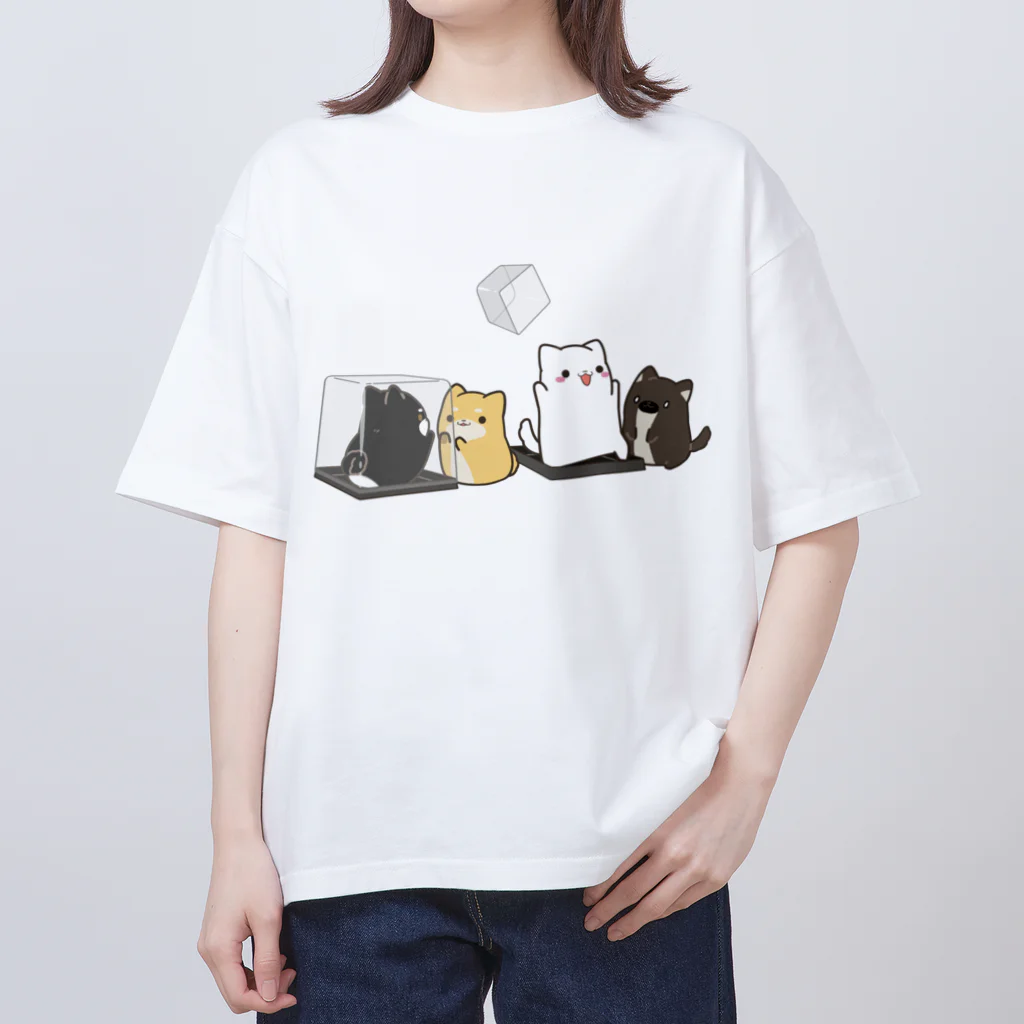 ももくらげ＊miroirLimiteの和菓子の包装と柴犬 オーバーサイズTシャツ