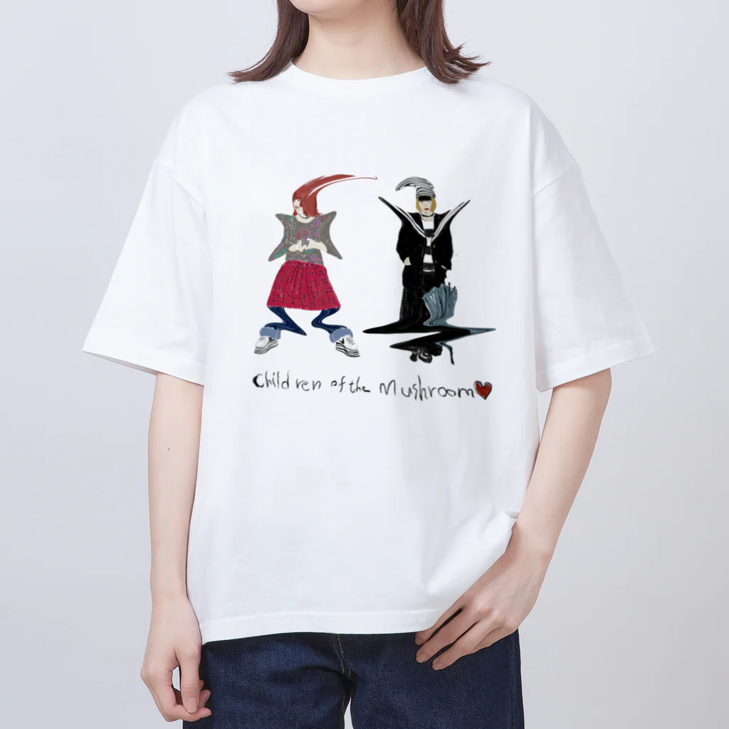 わんにゃん動物園！のchildren of mushroom オーバーサイズTシャツ