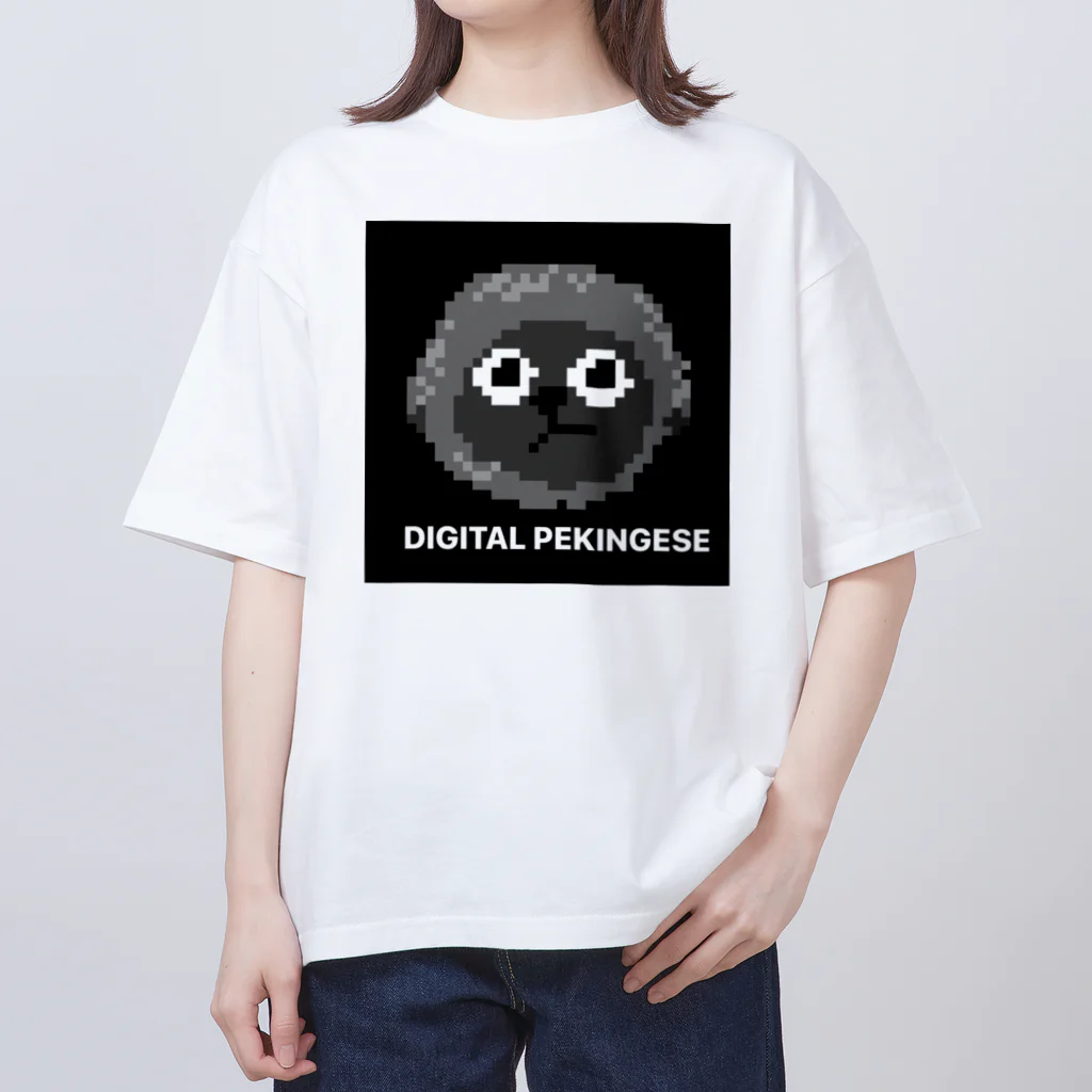 miyukiのデジタルペキニーズ　モノクロ オーバーサイズTシャツ