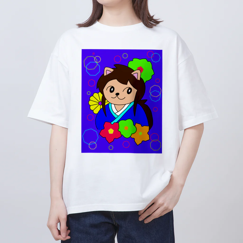 greetenの猫 侍くん 和柄 Oversized T-Shirt