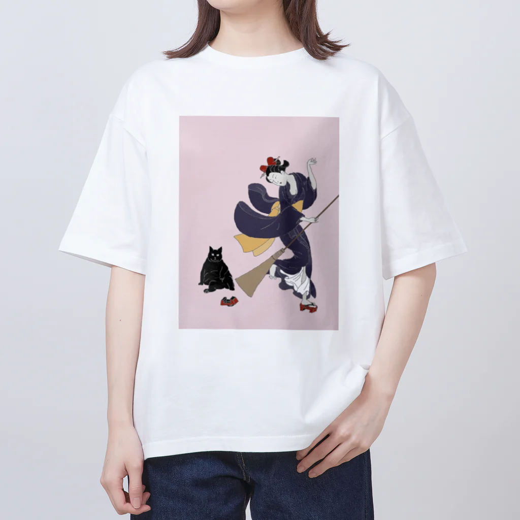 keeeeeep smilingの働く気のない猫ジジ　Jiji’s delivery service Oversized T-Shirt