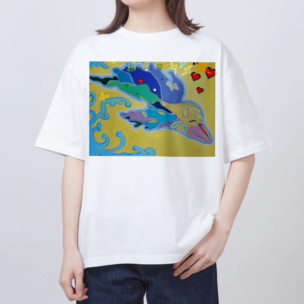 アート工房　甘月蝕(kanngesshoku)『TAaKA』のストアのMary's  tweets『ワーイ、海水浴って最高!!』 オーバーサイズTシャツ