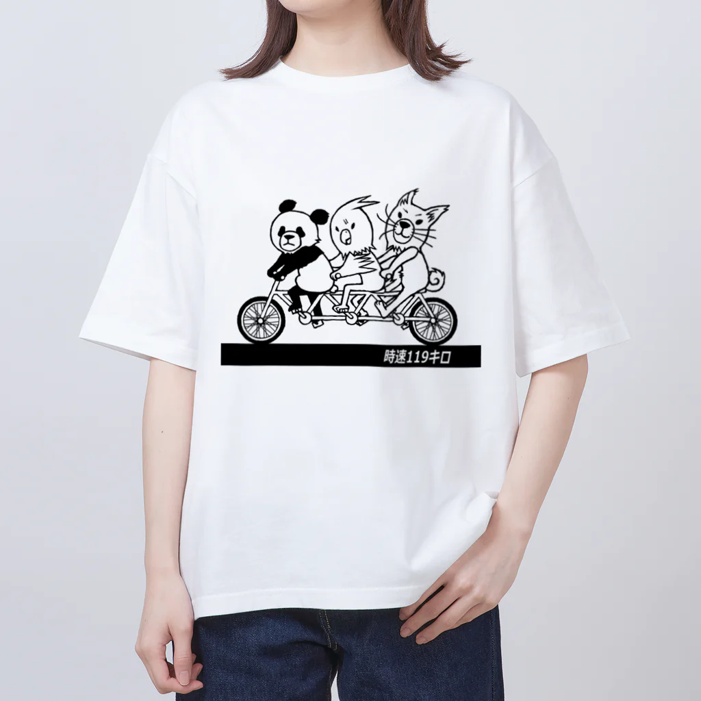白黒迷彩の３連チャリンコ オーバーサイズTシャツ