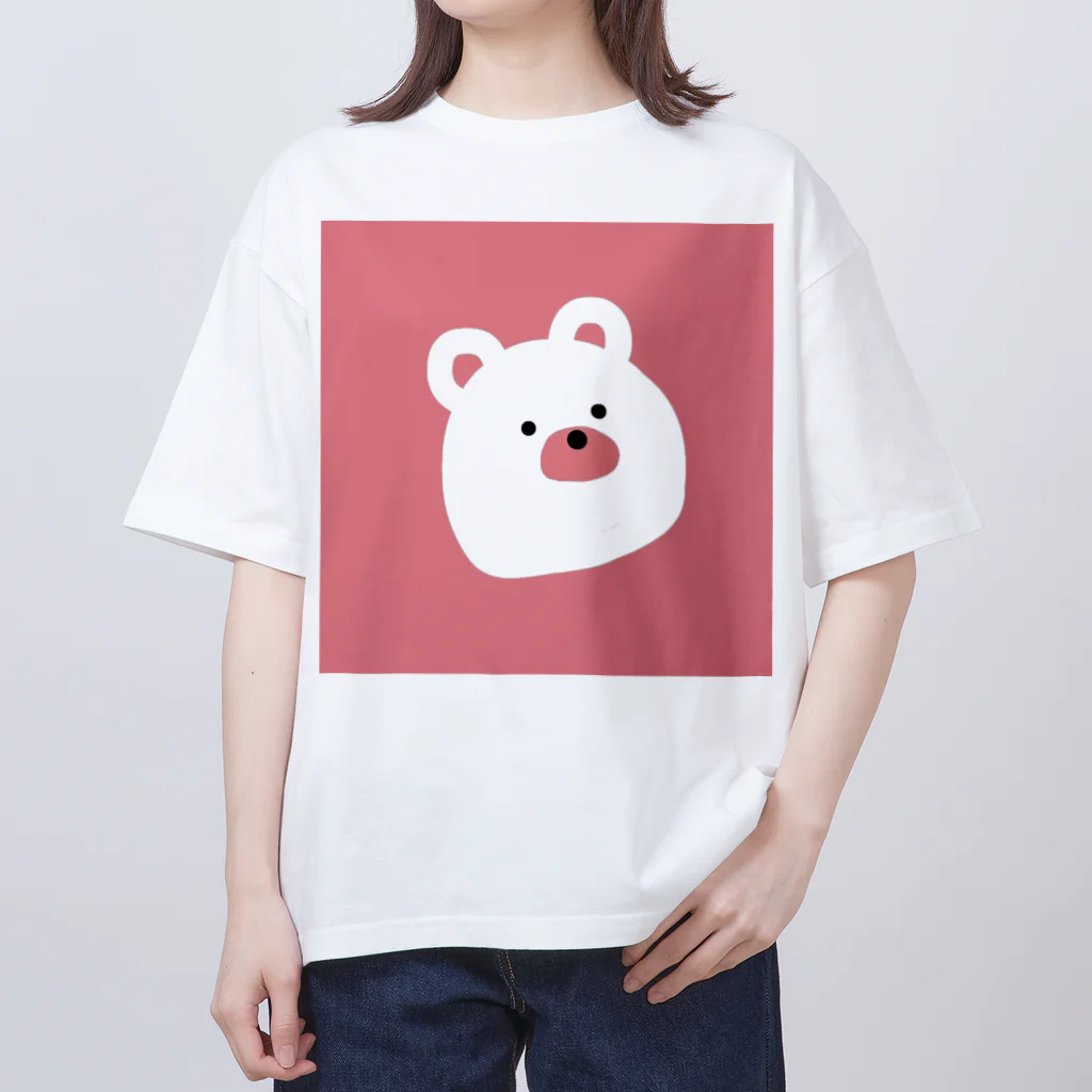 ゆるゆるイラストです。のピンクのくまさん。 オーバーサイズTシャツ