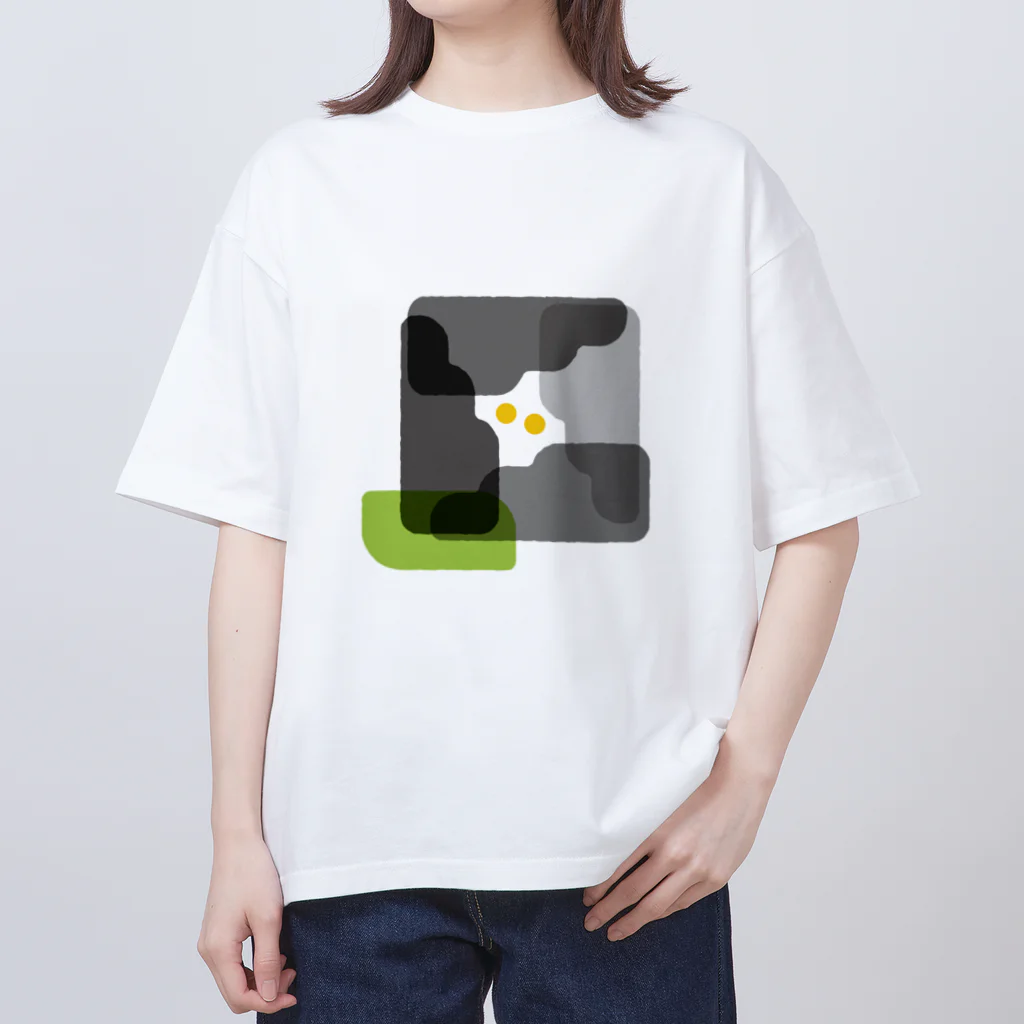 おばけ植物園のしかく花のおばけ（モノクロ） Oversized T-Shirt