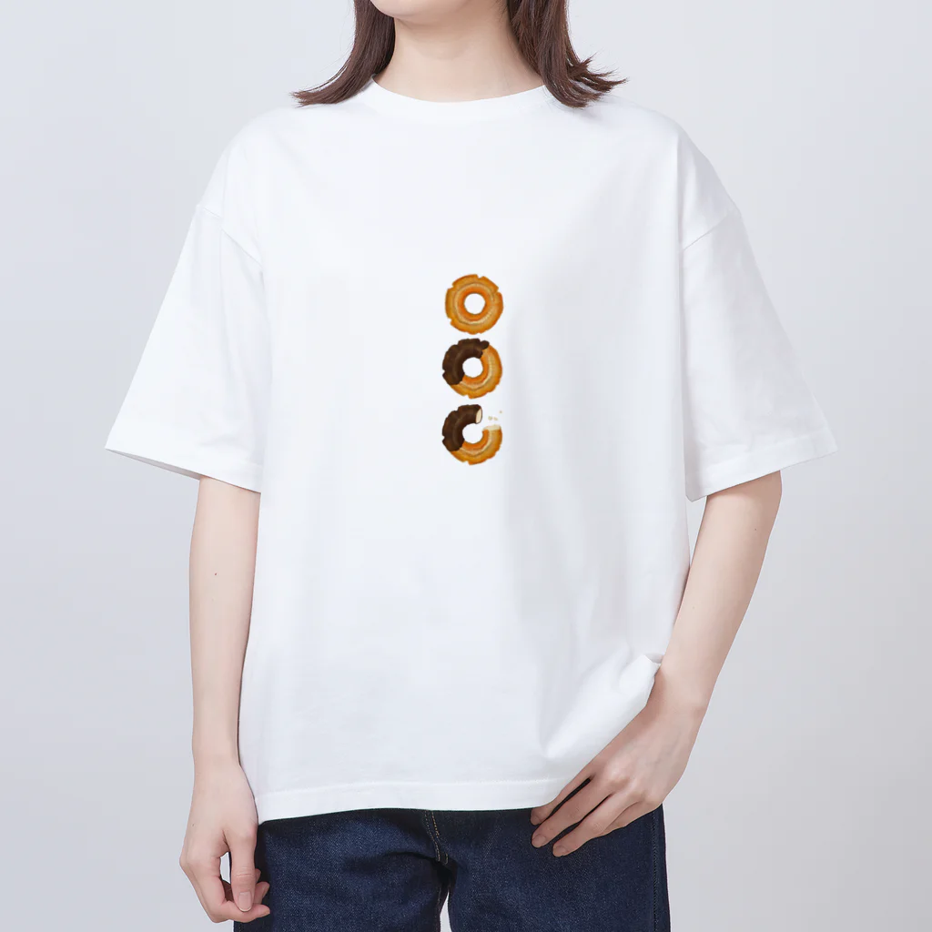 しま✳︎スイーツ/パティシエの食べかけチョコレートドーナツ Oversized T-Shirt