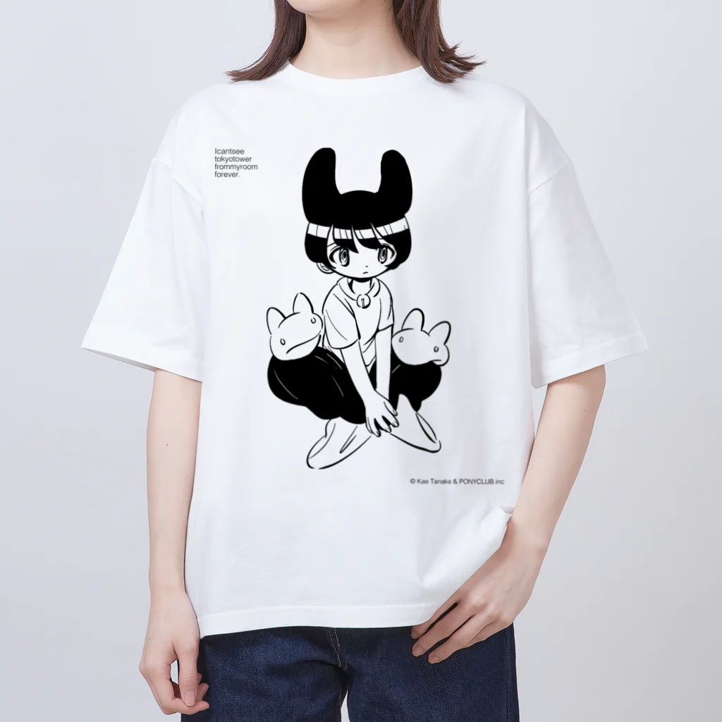 田中かえさんのTシャツ（黒プリント） Oversized T-Shirt by PONYCLUB 