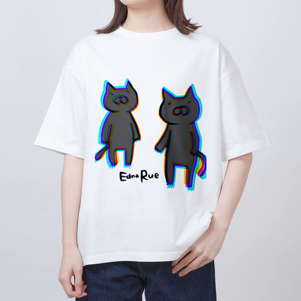 Edna_Rueのちょっとチカチカするえどねこ オーバーサイズTシャツ