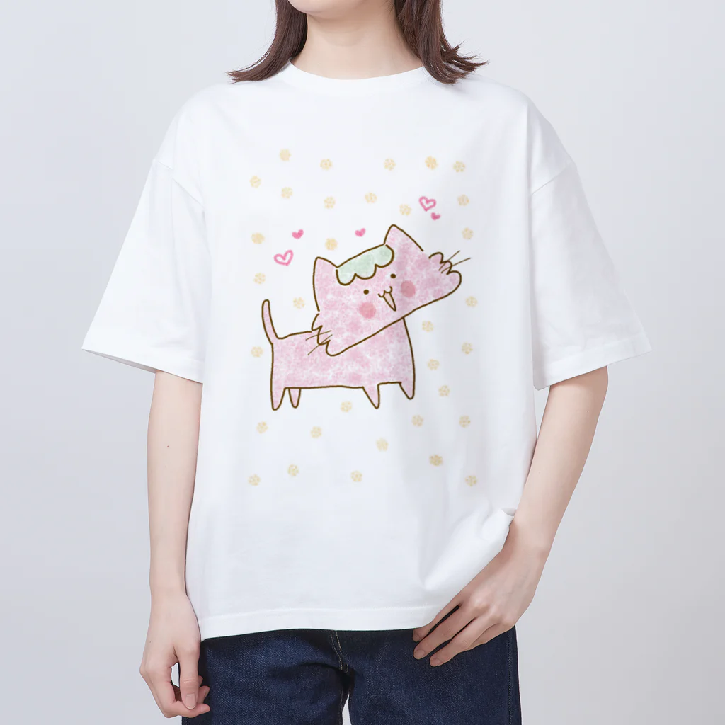   tippokekoubouのさくら餅ねこ オーバーサイズTシャツ