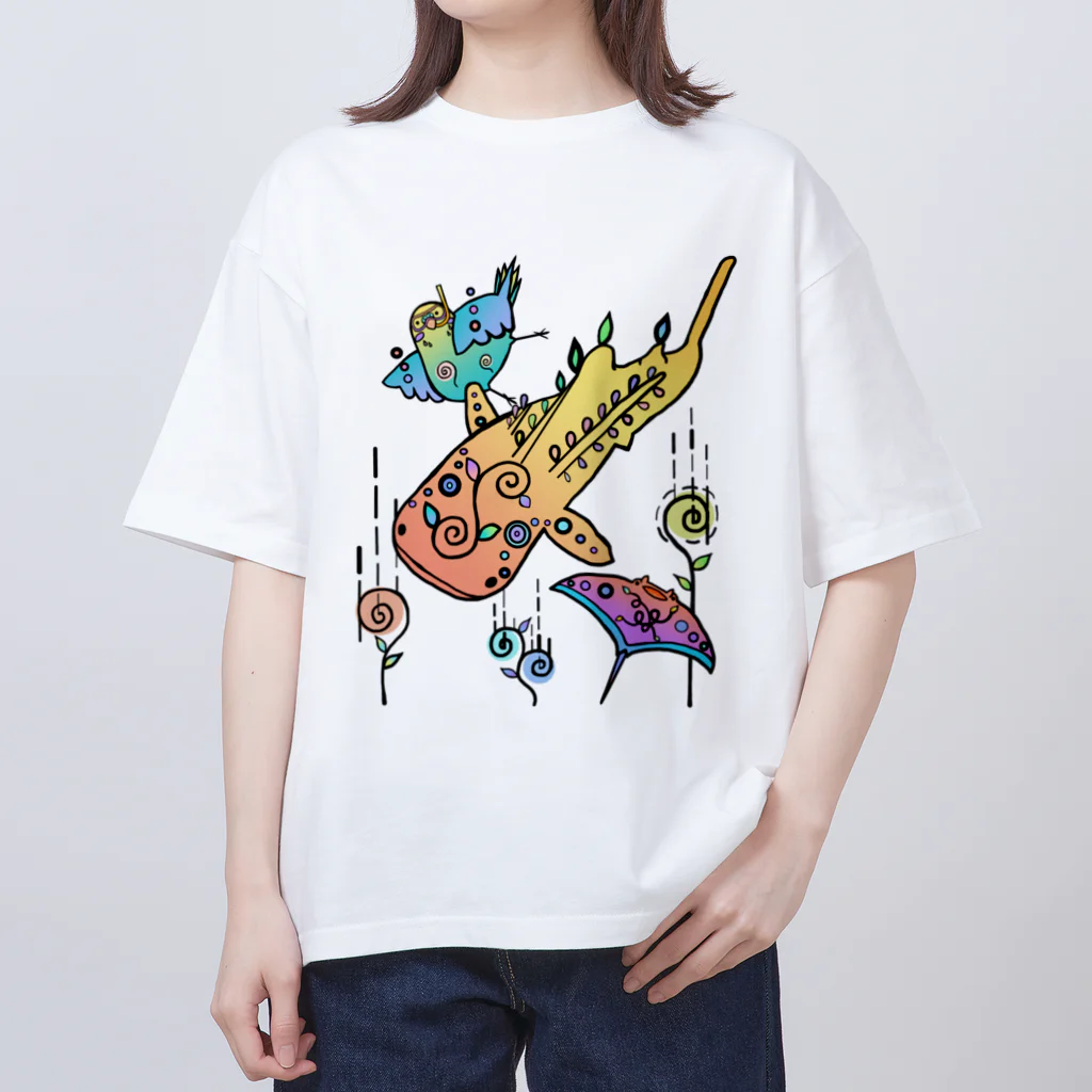 万福すずめの潜ると・・・ オーバーサイズTシャツ