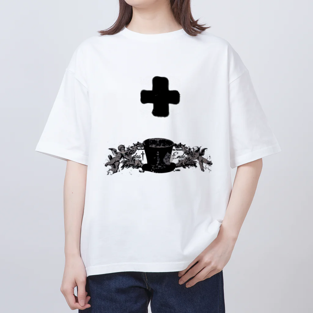 das_Ende+closet(ダスエンデ+クローゼット)のシルクハットと十字架と天使達 オーバーサイズTシャツ