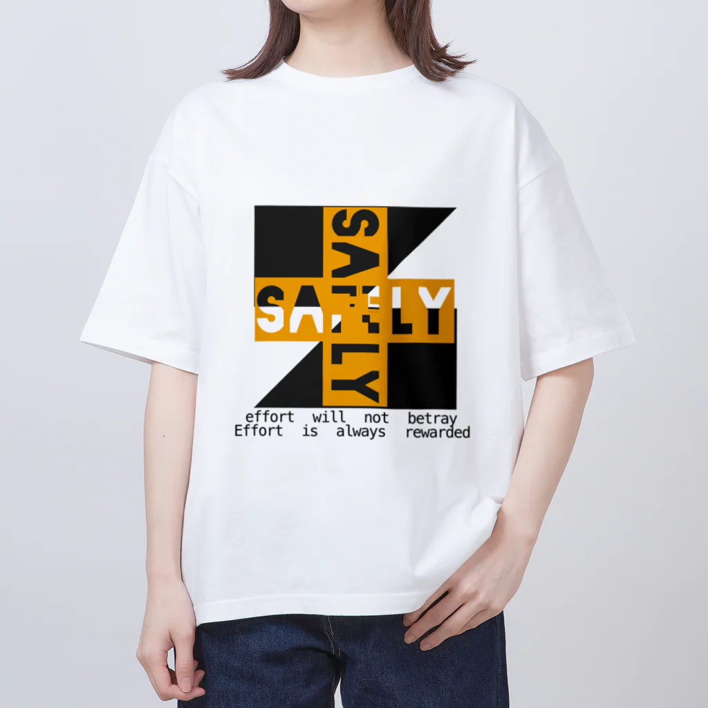 Safelyのsafely 十字ver.2  White  オーバーサイズTシャツ