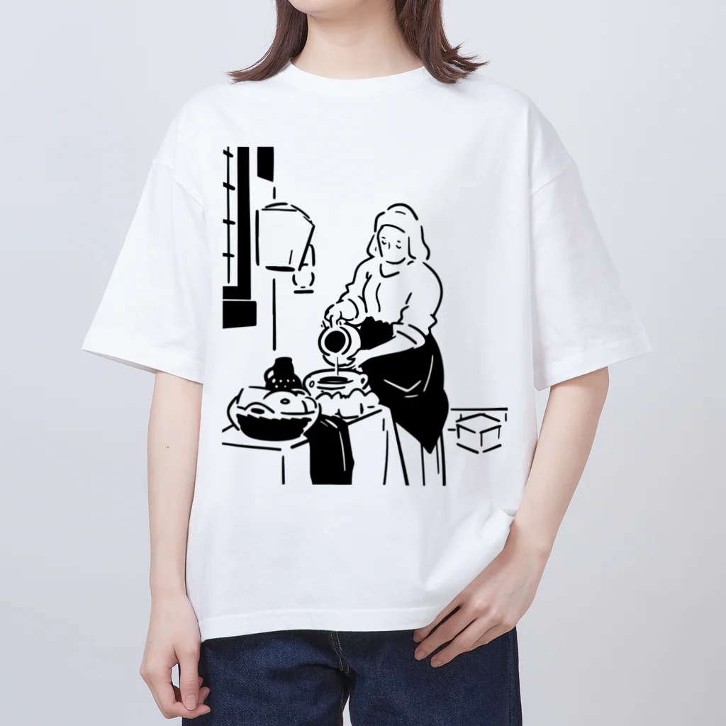 山形屋米店の牛乳を注ぐ女 オーバーサイズTシャツ