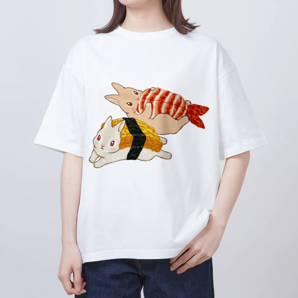 mikiko and chacoのうさ寿司　たまご＆えび オーバーサイズTシャツ