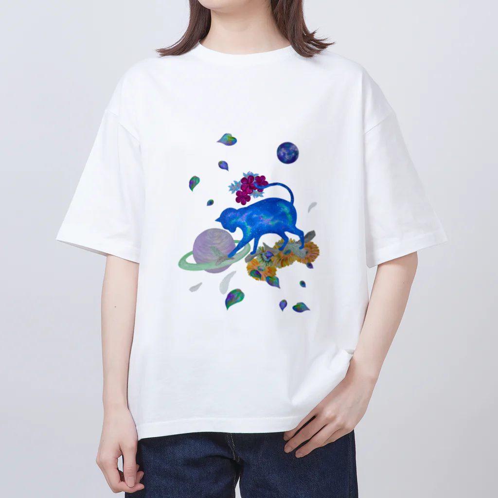 char pottery の宇宙ねこ オーバーサイズTシャツ