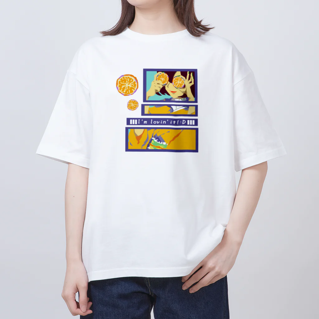 GOODS SHOP【そぞろな小窓】 SUZURI店の【I'm lovin' it! :D -orange-】 オーバーサイズTシャツ