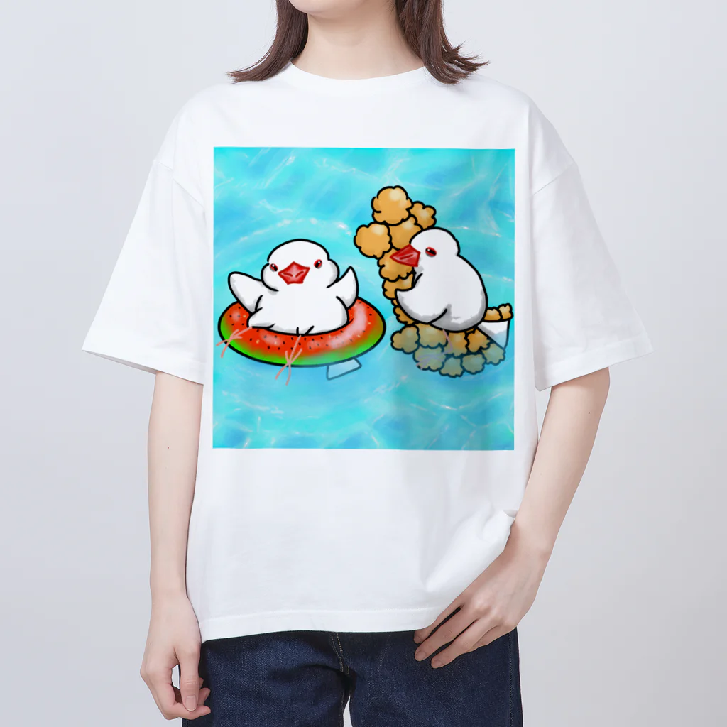 Lily bird（リリーバード）のぷかぷか水遊び文鳥ず オーバーサイズTシャツ