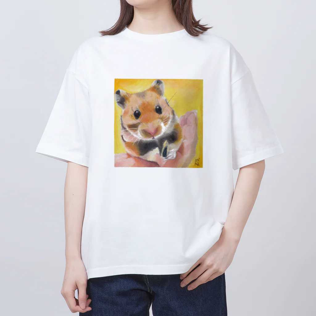 みるきち【ペットイラストアーティスト】の手乗りハムスター① オーバーサイズTシャツ