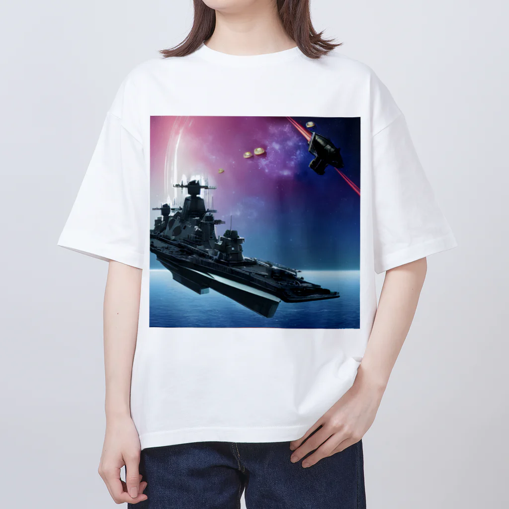 星空愛好会「ドリームペガサス」の宇宙戦艦ネオパークス オーバーサイズTシャツ