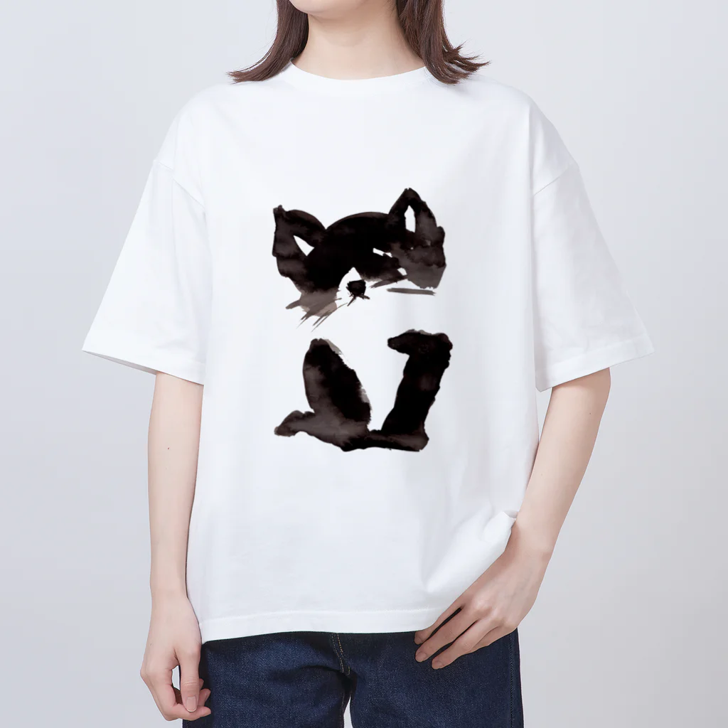 tomorebiの墨猫その2 オーバーサイズTシャツ
