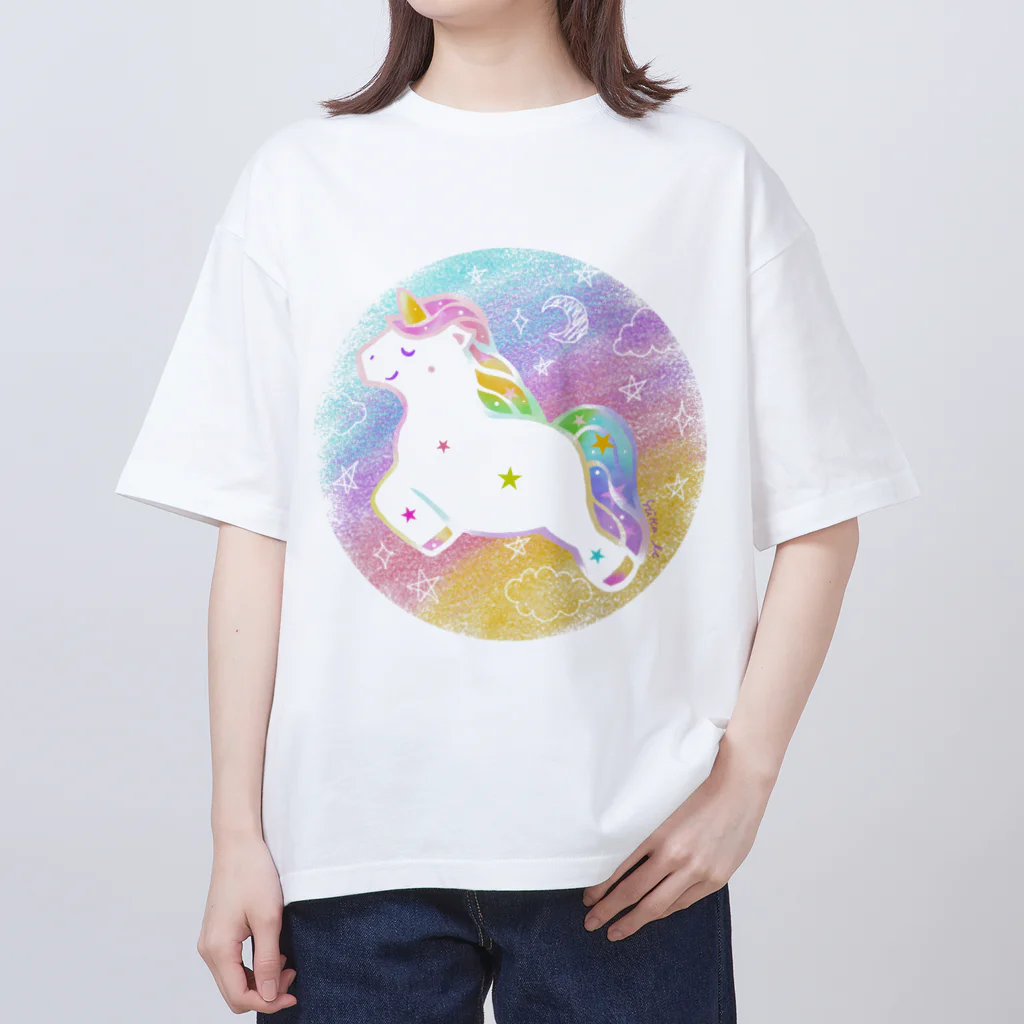 前田悠花｜イラストレーターの★虹色ユニコーン★ オーバーサイズTシャツ