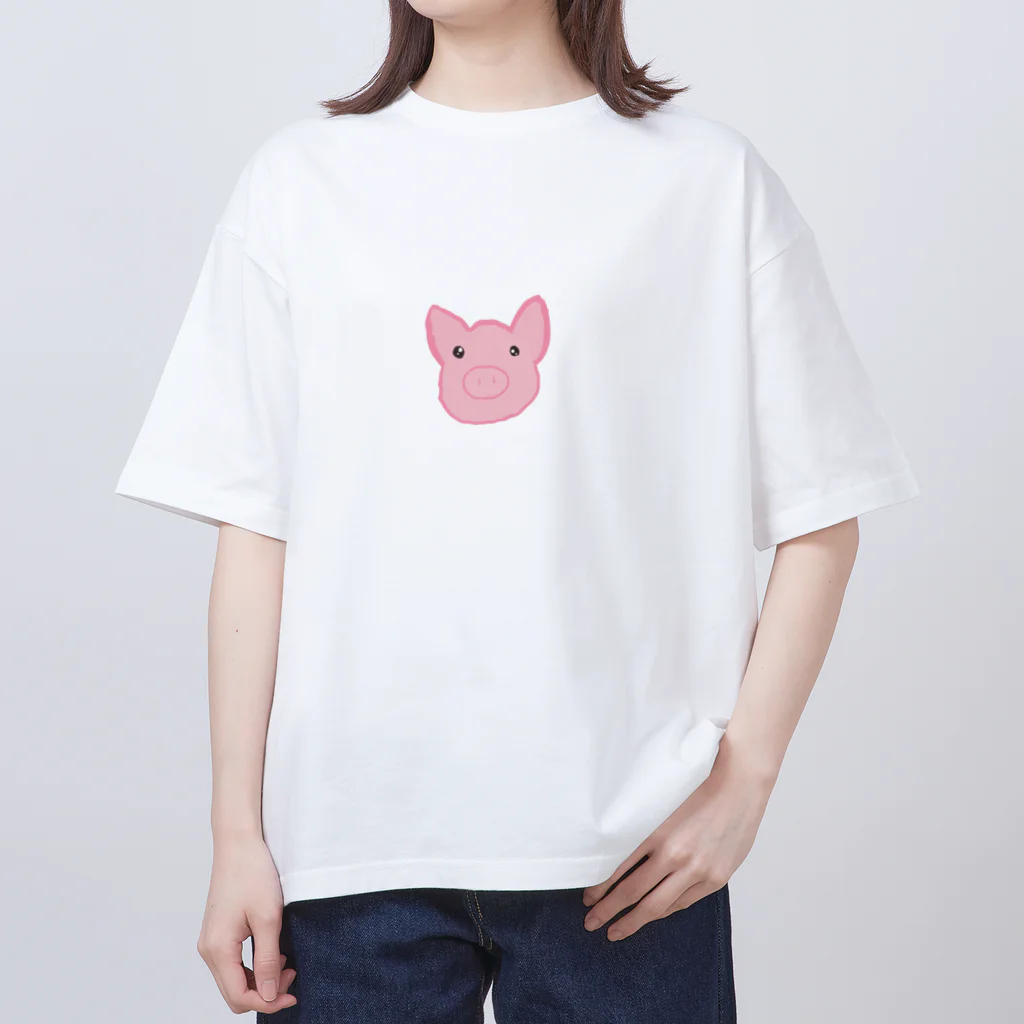 るんるんこぶたの前をみつめるぶた オーバーサイズTシャツ