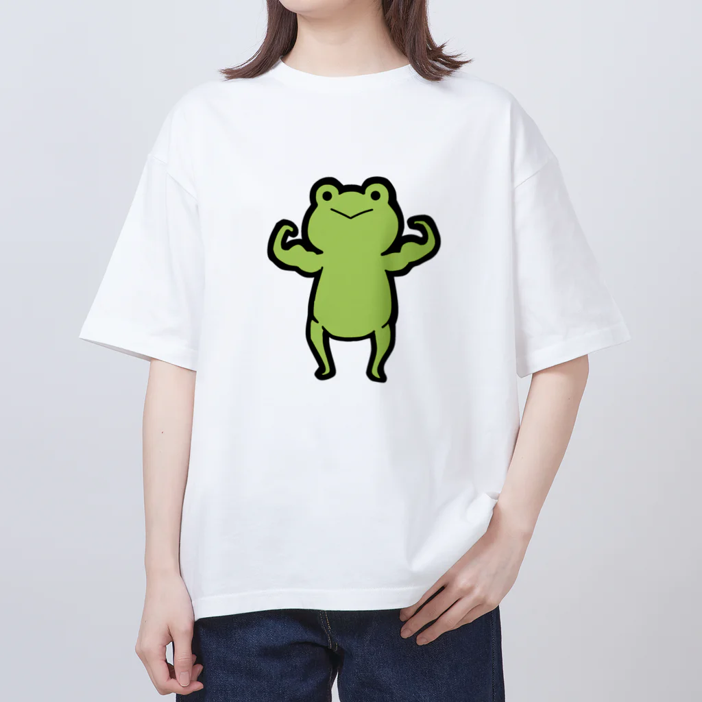 かえるとこももの無機質可愛いかえるくん〜マッスル〜 オーバーサイズTシャツ