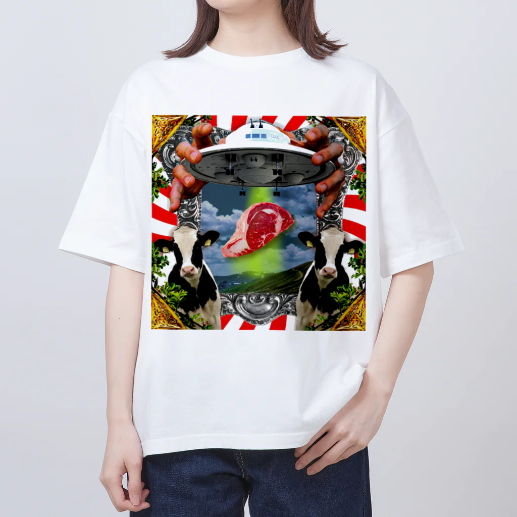 田中黄色水晶の🐄🛸キャトられ肉🥩🌿 オーバーサイズTシャツ