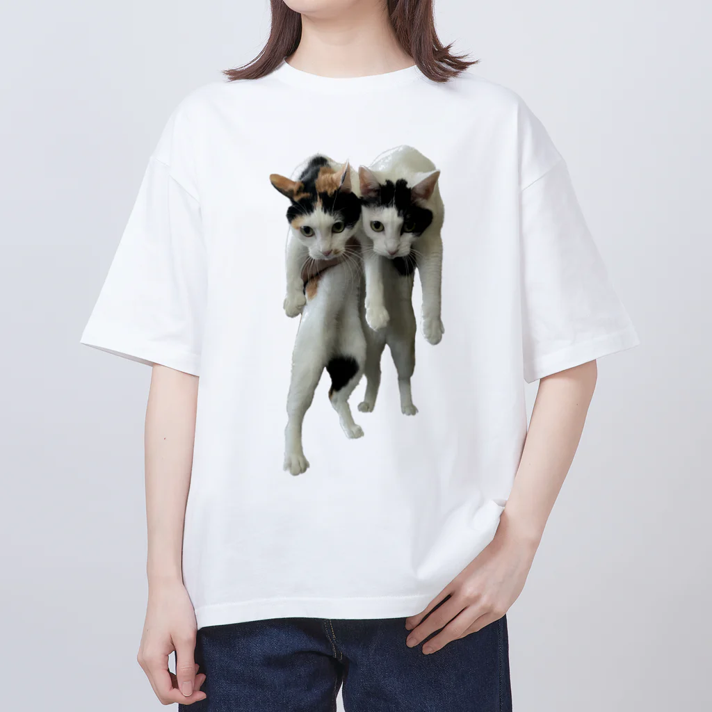 豆柴虎徹の双子猫 オーバーサイズTシャツ