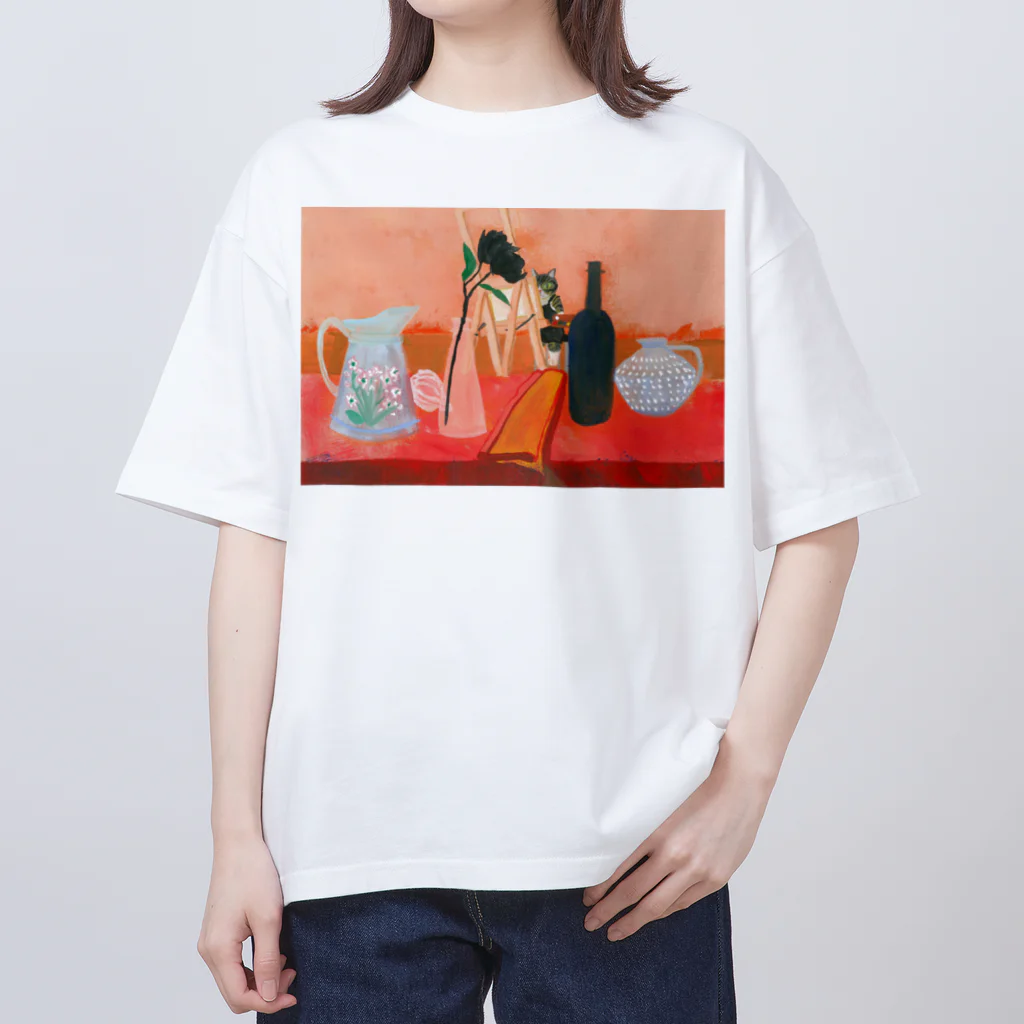 Yuhki | おばけのゆうき 公式オンラインショップ　【ちぎり絵・貼り絵のTシャツ・パーカー・スマホケース・バッグ・日用品・雑貨・文具・ドッグTシャツなど販売中】の猫が描く油絵 Oversized T-Shirt