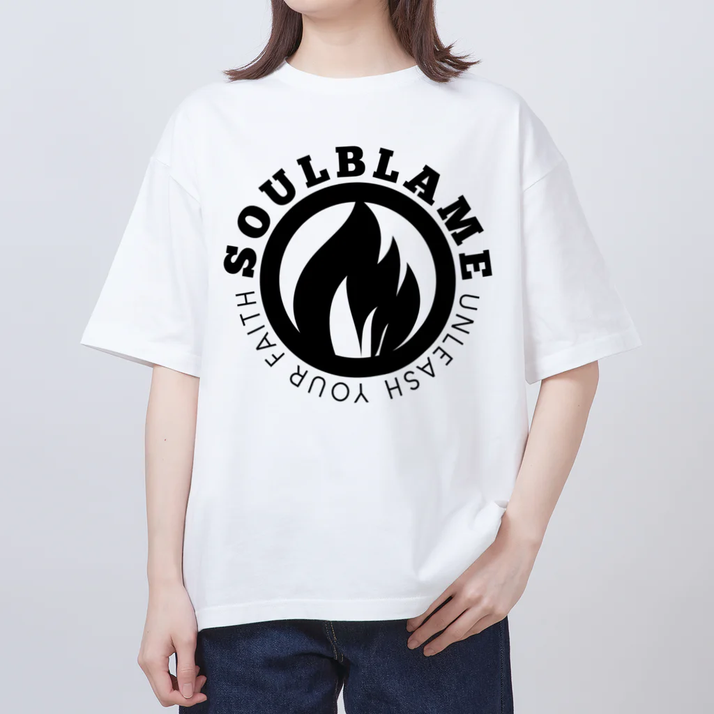 SOULBLAMEのCIRCLE LOGO BLACK TEE IN WHITE オーバーサイズTシャツ