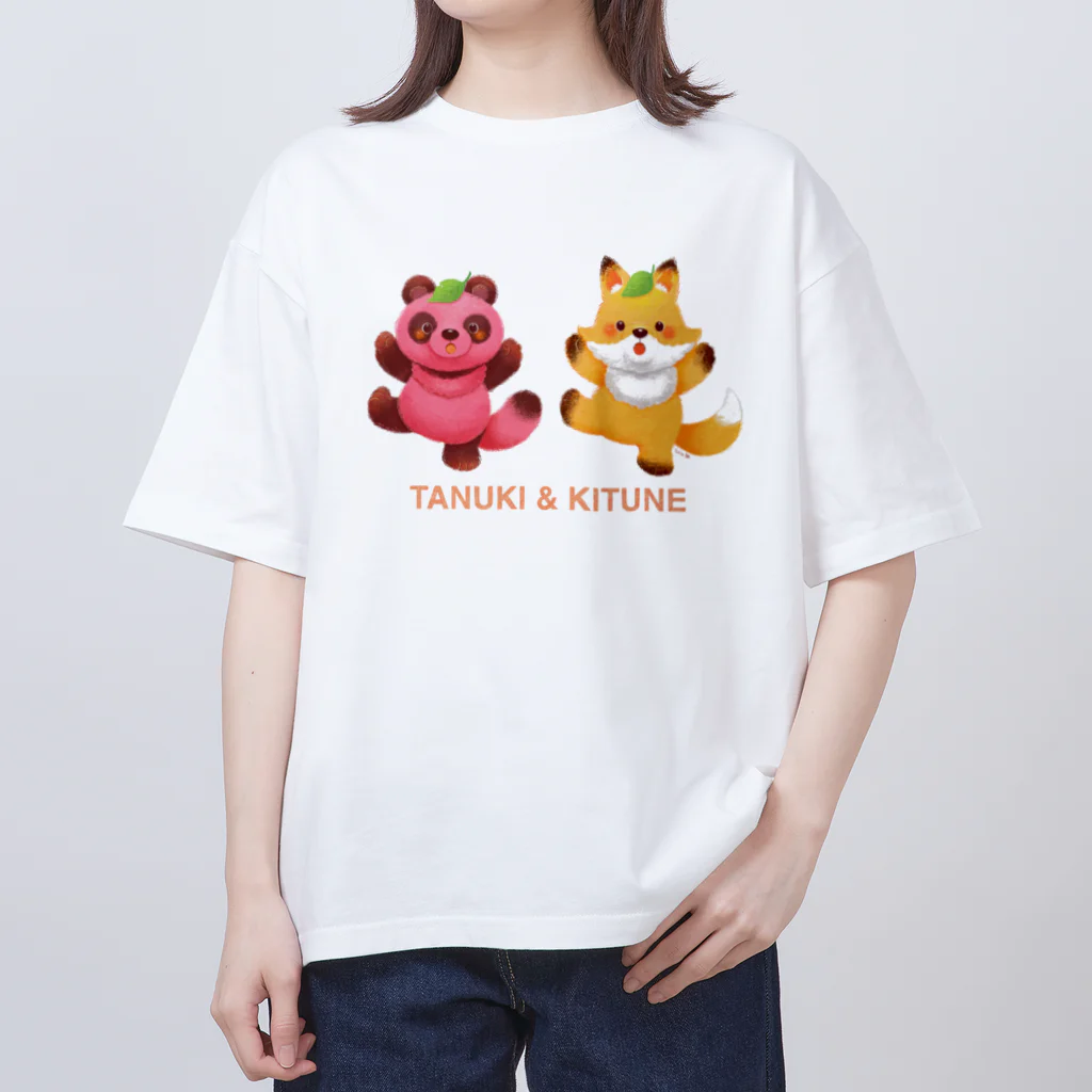 Yukie Shiratori (しらとり ゆきえ)の狸と狐 オーバーサイズTシャツ