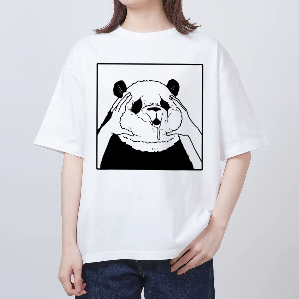 wakutaのむぎゅっとされているパンダ オーバーサイズTシャツ