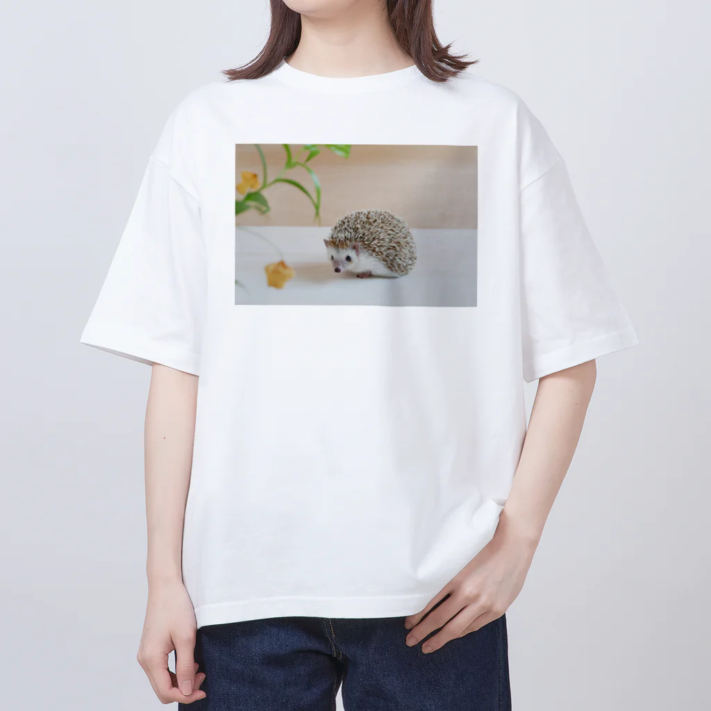 むぎこむ工房の上目遣いのハリネズミ オーバーサイズTシャツ