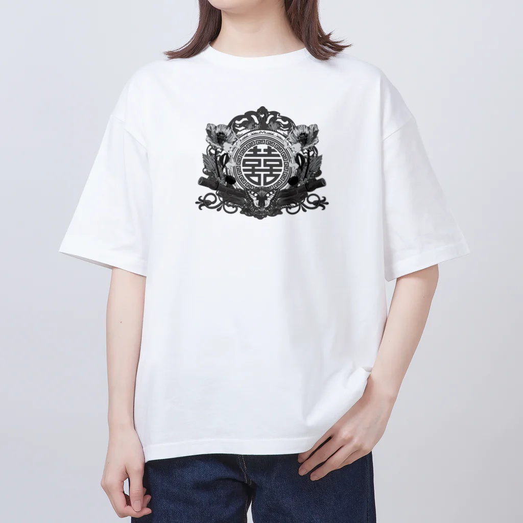 中華呪術堂（チャイナマジックホール）の【白黒】幻想阿片中華紋 オーバーサイズTシャツ