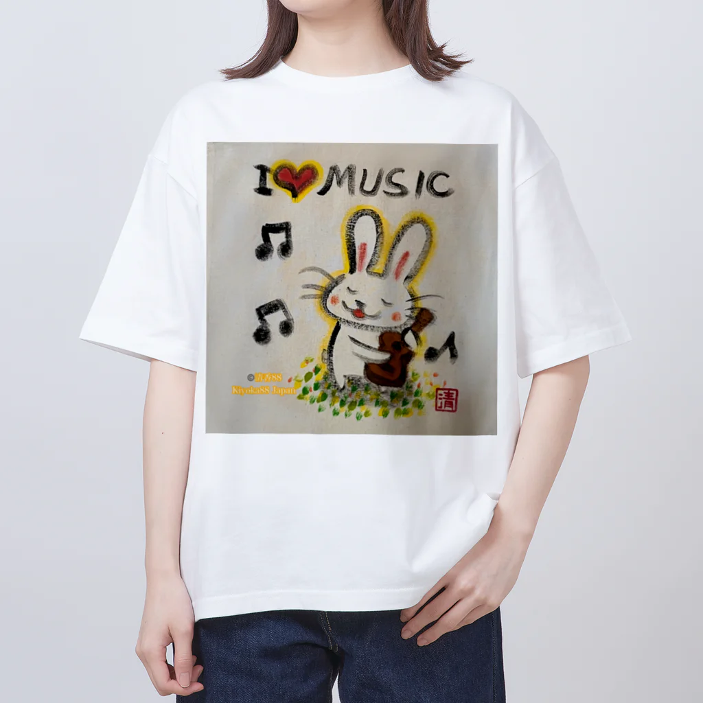 KIYOKA88WONDERLANDのウクレレ（ギター）うさぎちゃん オーバーサイズTシャツ