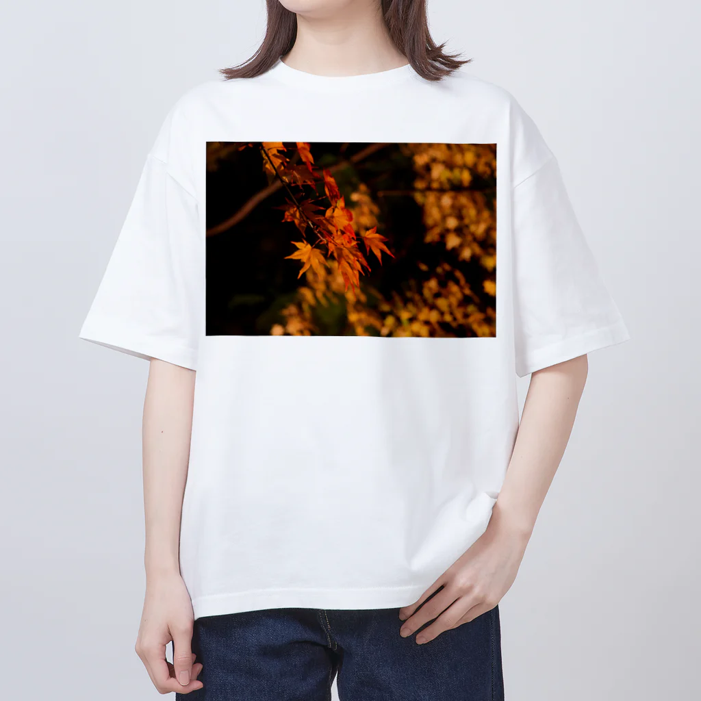 nokkccaのライトアップ紅葉 - Japanese maple(night shot) - オーバーサイズTシャツ