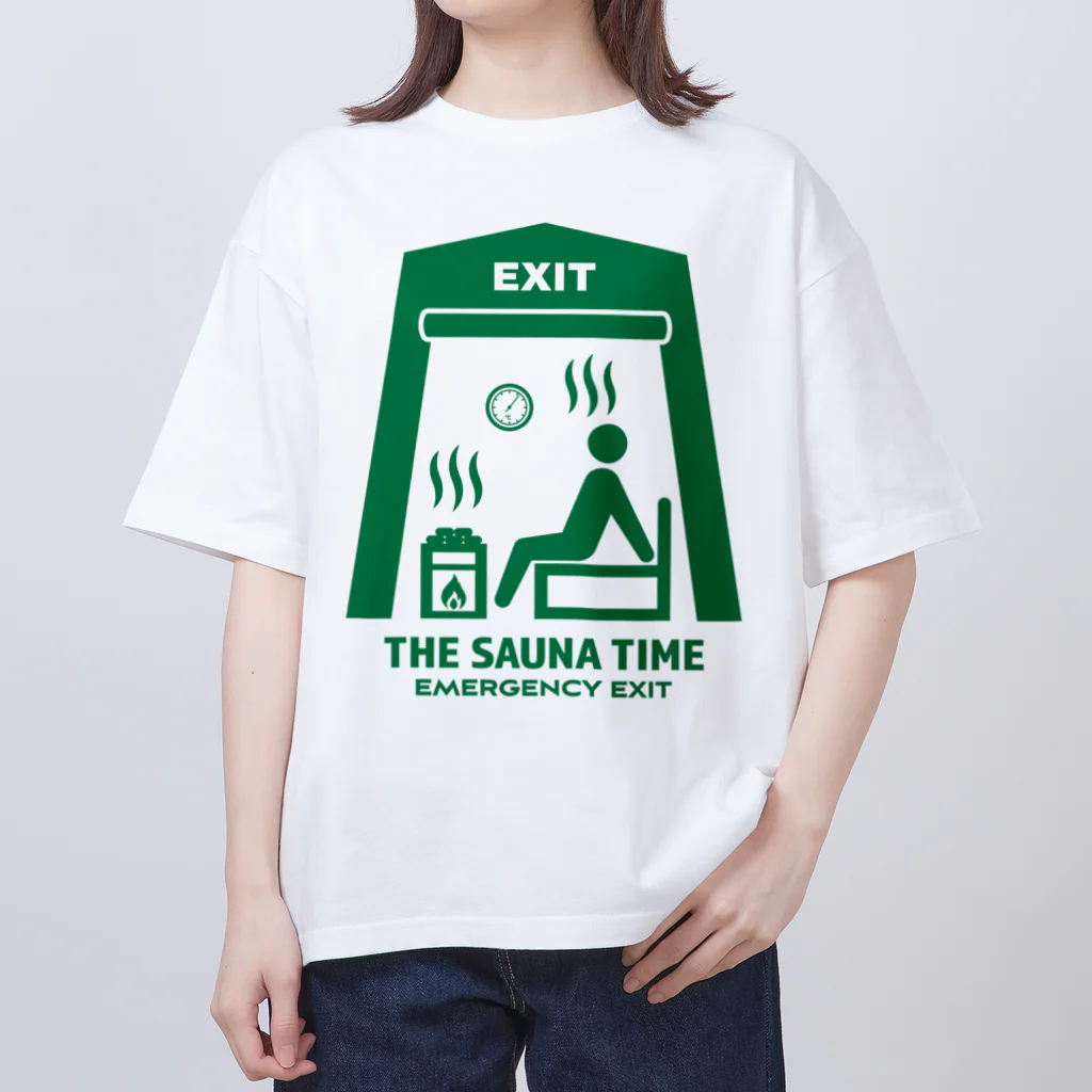 スタンダードTシャツ800円引き！4月29日(月)23時59分まで！！★kg_shopのTHE SAUNA TIME【非常口パロディ】 オーバーサイズTシャツ