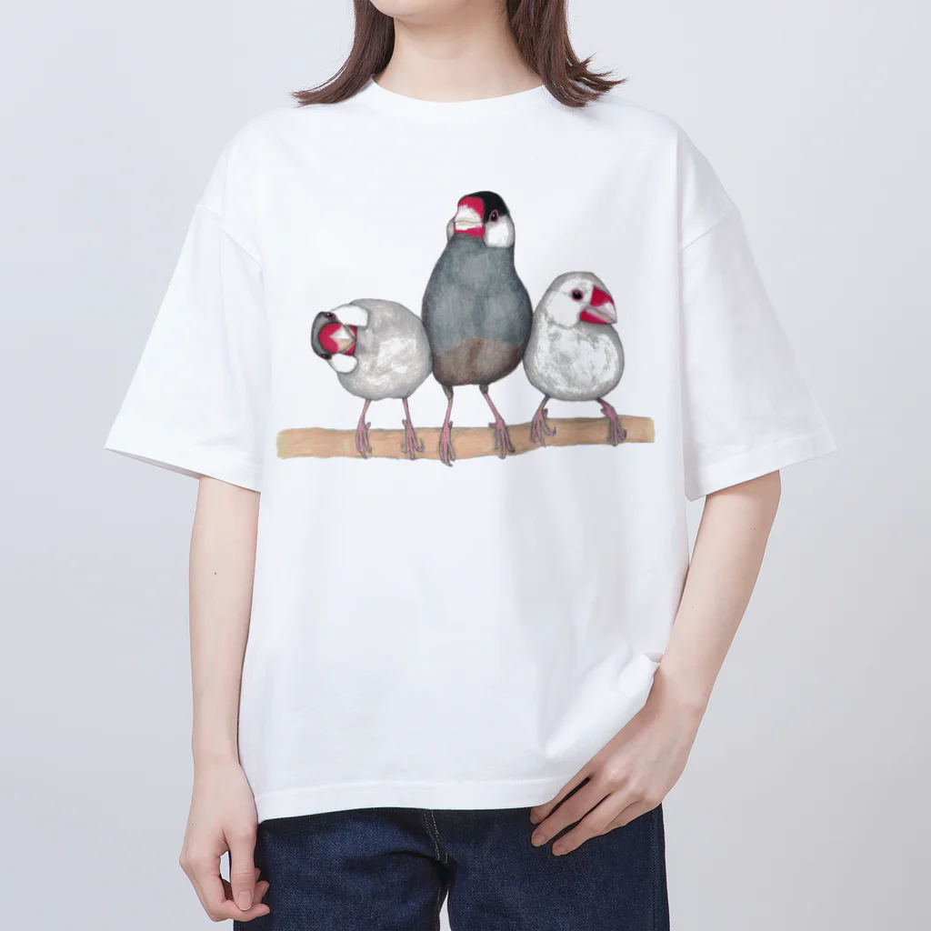 森図鑑の[森図鑑] 三羽文鳥 オーバーサイズTシャツ