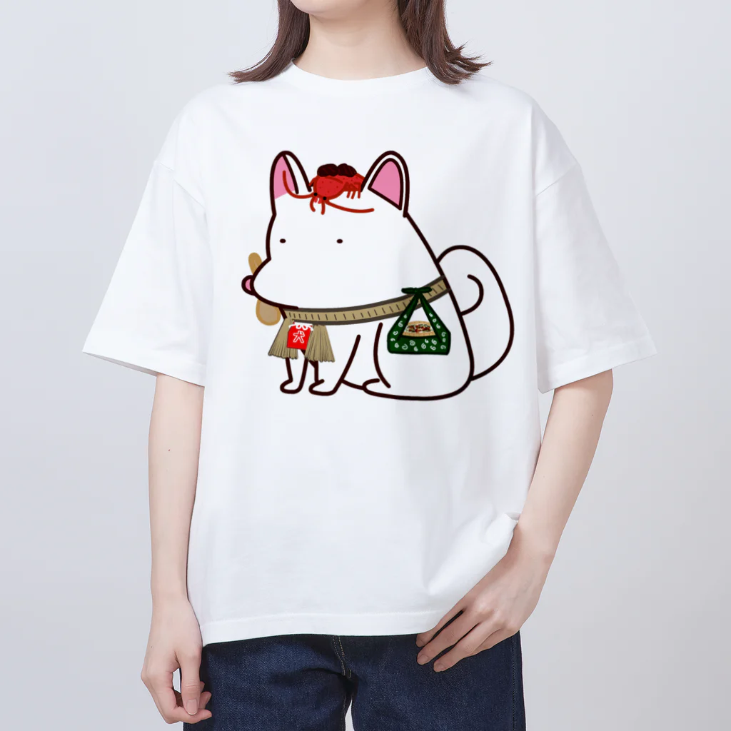 ムンムン&キュピロニウスのアトリエSUZURI店のお伊勢参りに辿り着けないおかげ犬さん  Oversized T-Shirt