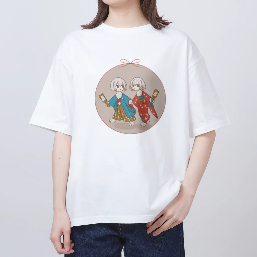 一兎風タウの ー迎春ー双子のうさぎちゃん オーバーサイズTシャツ