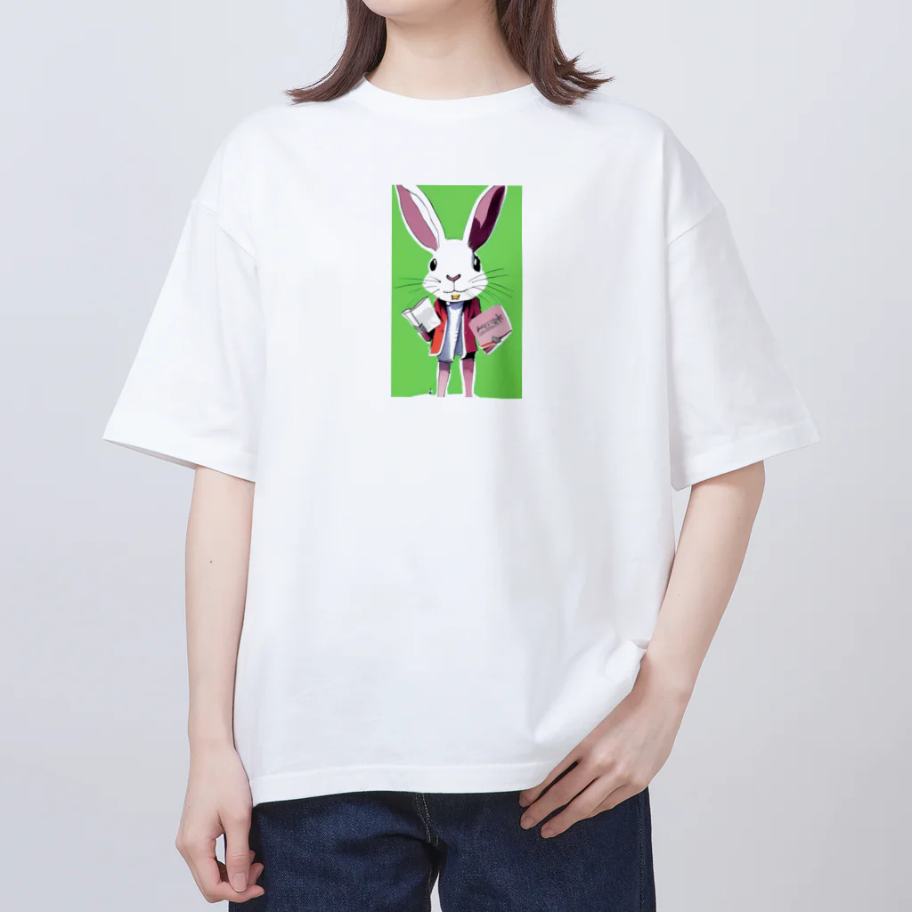 htomitaのレトロなウサギ オーバーサイズTシャツ