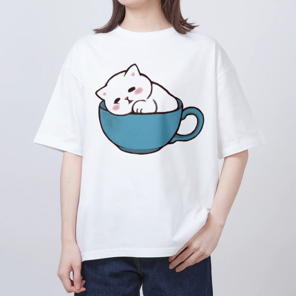 ふわにゃんshopのすやすや(ホワイト) オーバーサイズTシャツ