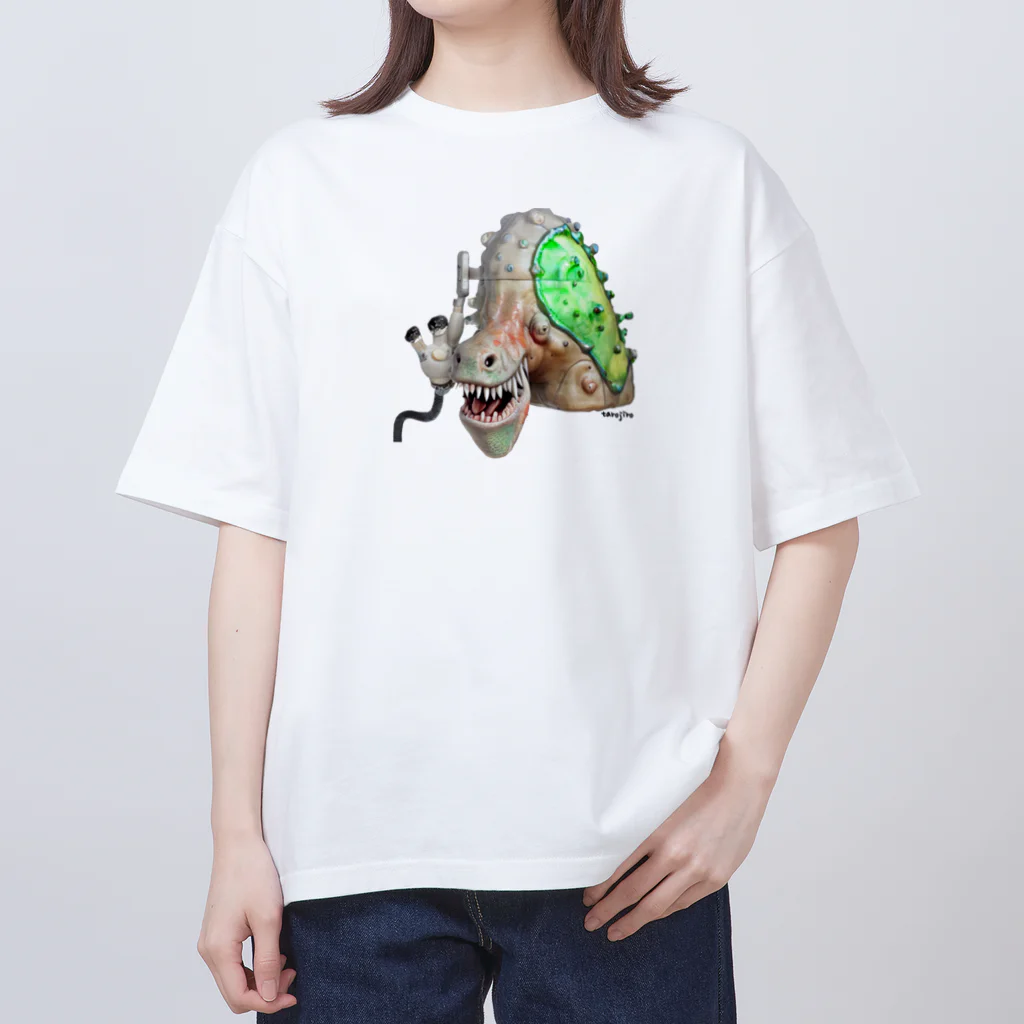 🍩tarojiro(たろじろ) shop🍩の恐竜に噛まれた時はシャワーで冷やすといい by AI Oversized T-Shirt