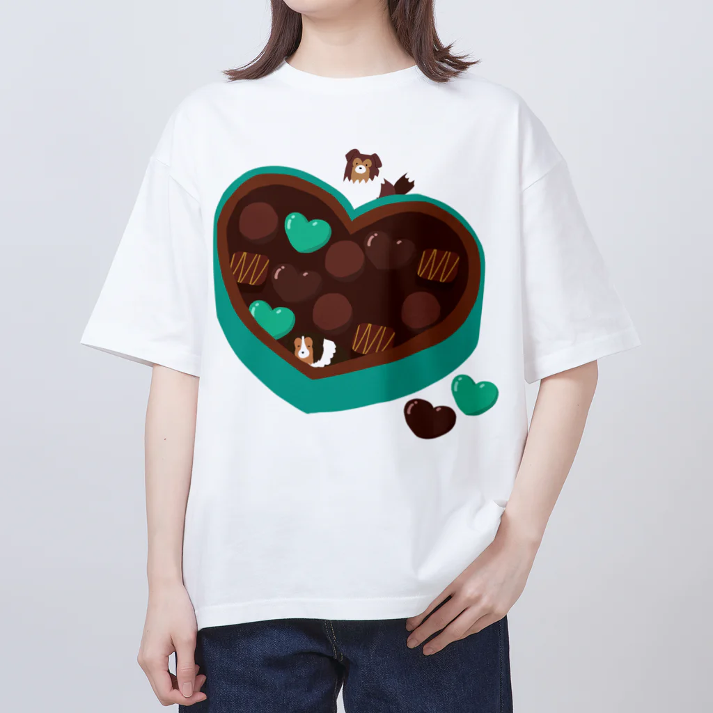 Kotetsu diary(SUZURI店)のシェルティ×チョコ(ミントカラー) オーバーサイズTシャツ