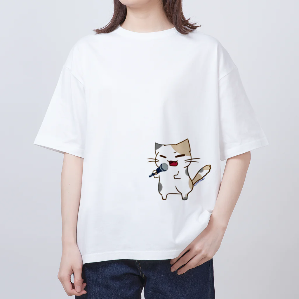 絵娯クリエイトのひのもとにゃんこ®️ 民謡歌手 /ナギちゃん オーバーサイズTシャツ